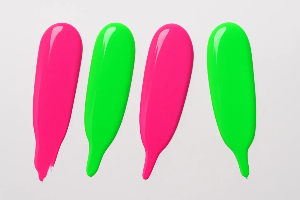 Bold neon pink and green nail designs