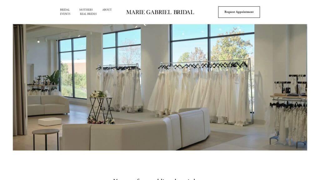 Marie Gabriel Bridal website homepage