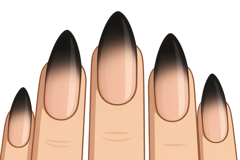 Black ombre French tip almond nails