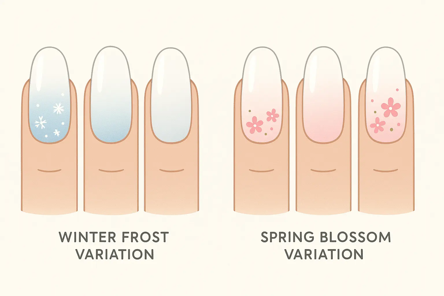 seasonal white ombre nail variations