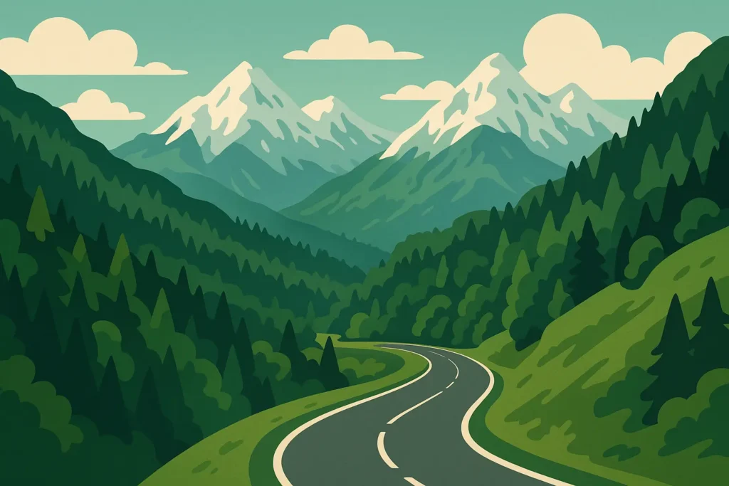 Scenic Slovenia road through mountains