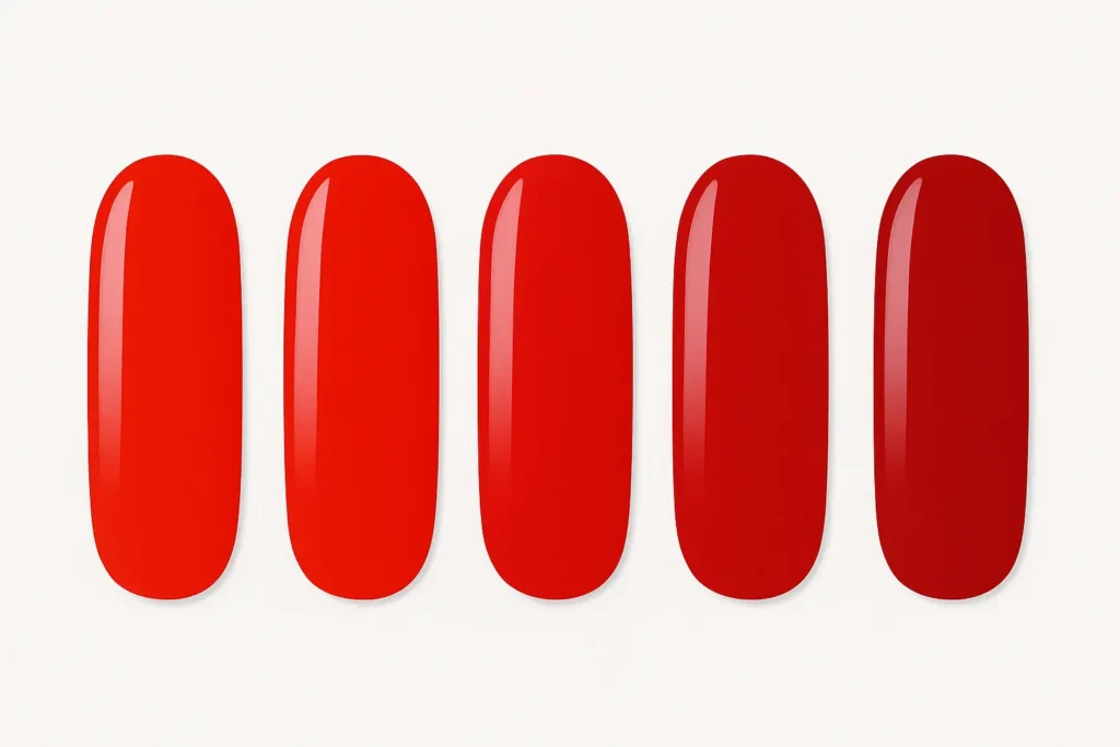 Classic bright red nail polish collection