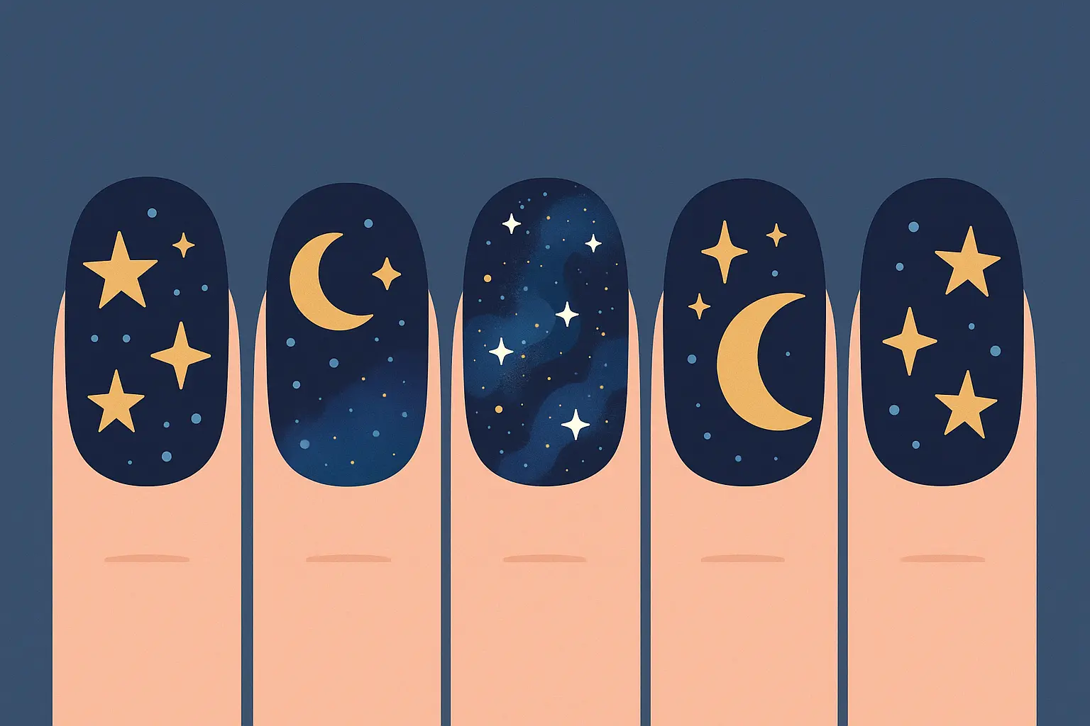 Celestial themed nail art