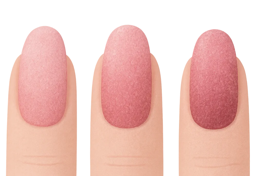 Velvet textured pink ombre nails