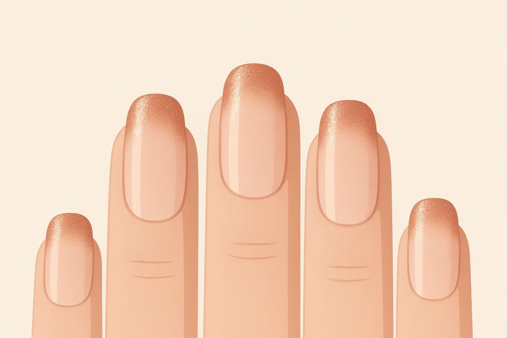 Rose gold French ombre tips nail design