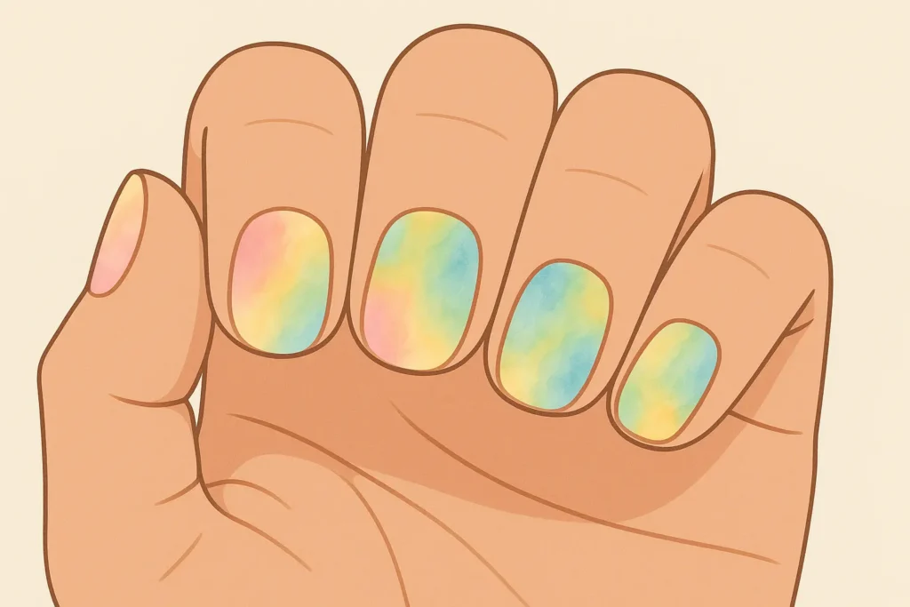 Watercolor effect nail art