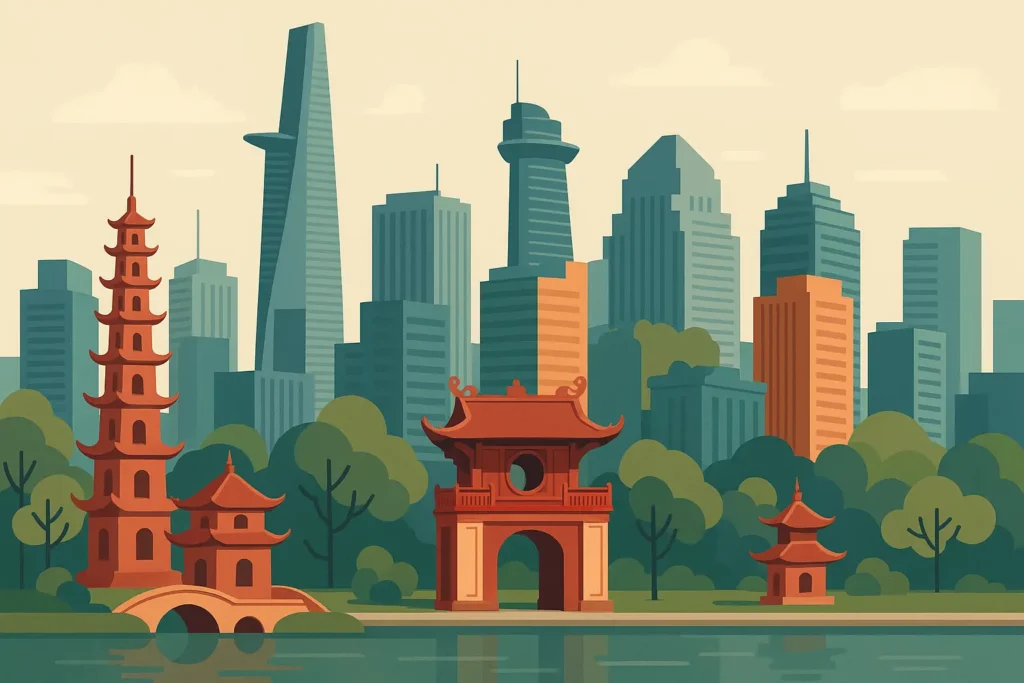 Modern Vietnam cityscape showing urban development and contemporary architecture