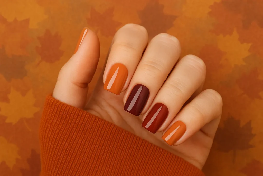 Fall neutral square nail design