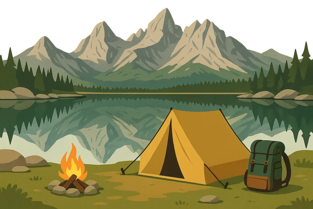 Wilderness backpacking scene