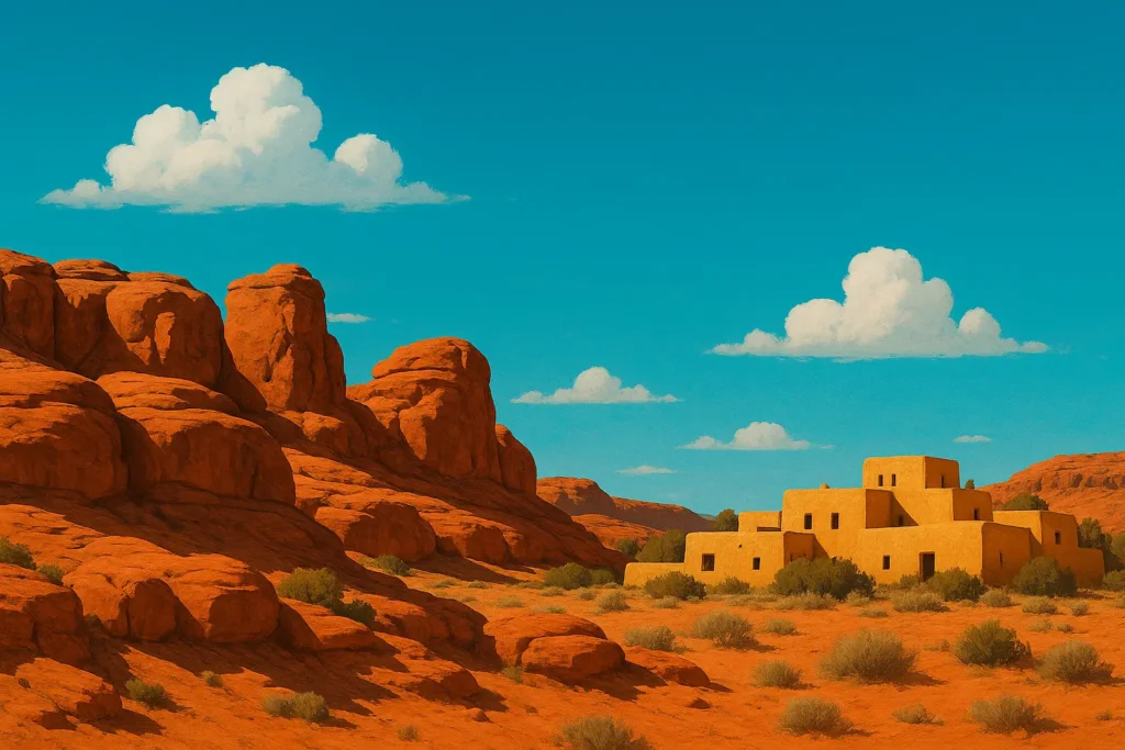 Scenic New Mexico landscape with red rock formations