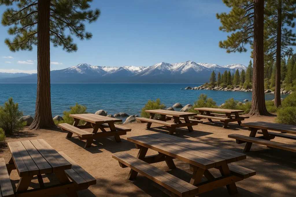 Large group enjoying Lake Tahoe activities