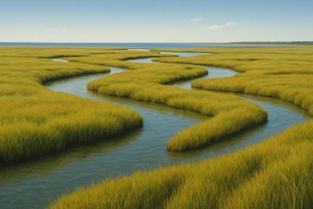 Coastal marshlands and waterways