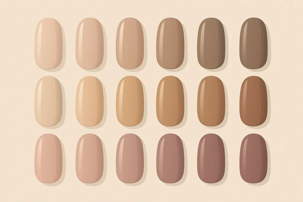 Natural nude to taupe earth tone ombre nails