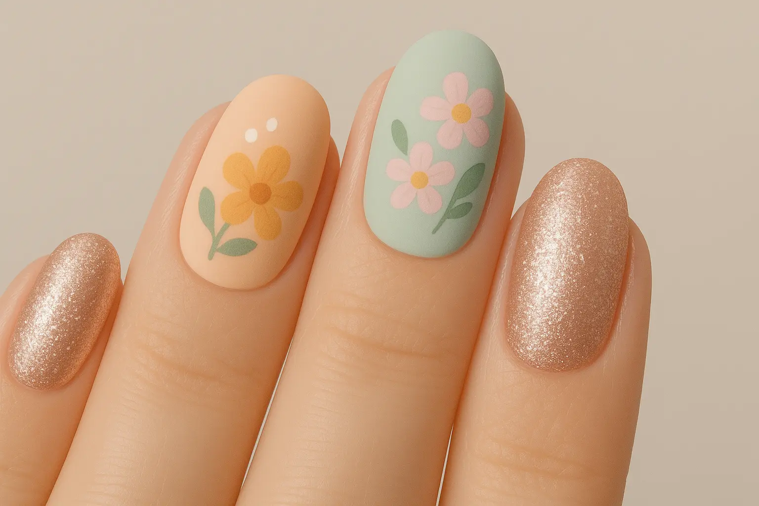 Seasonal rose gold nail styling