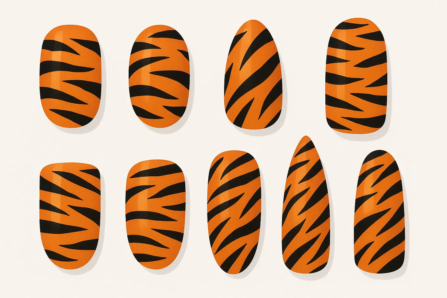 Fierce tiger nail designs showcasing various styles