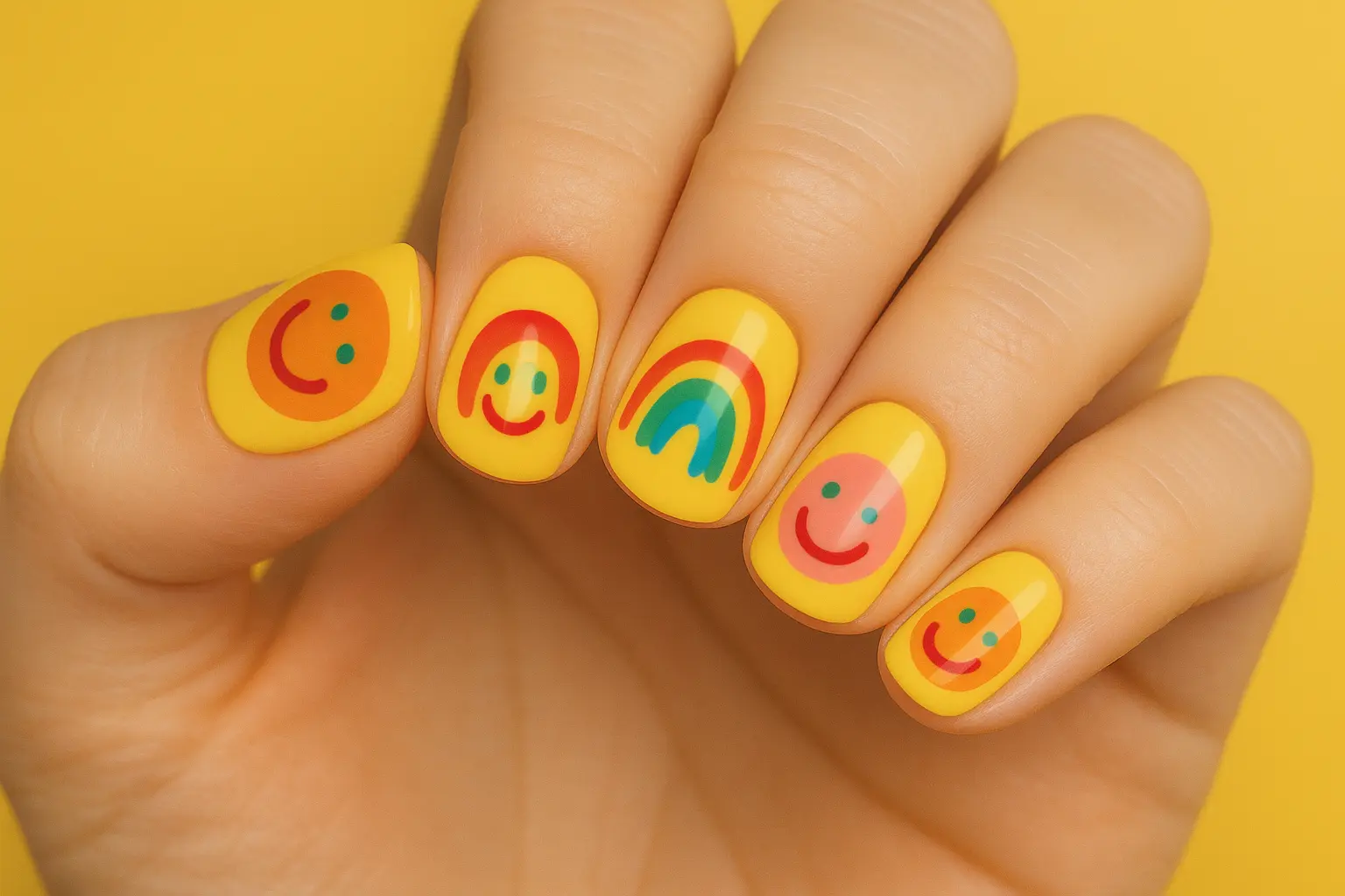 Dopamine nail art with bright colors