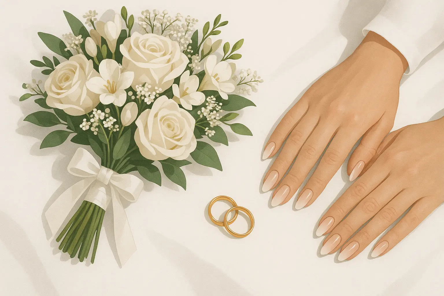 Classic elegant ombre wedding nails comparison