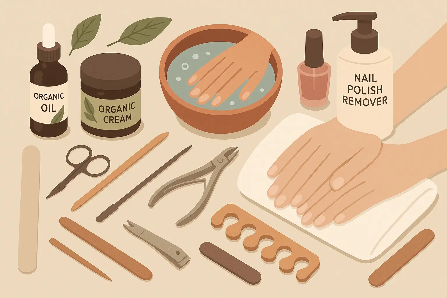Professional organic nail spa treatment session