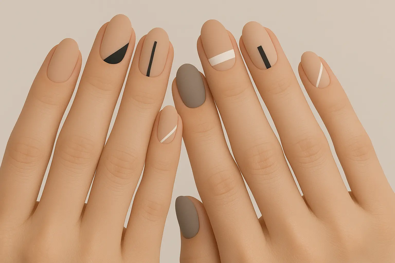 Modern minimalist bridal nail designs with clean lines and contemporary styles