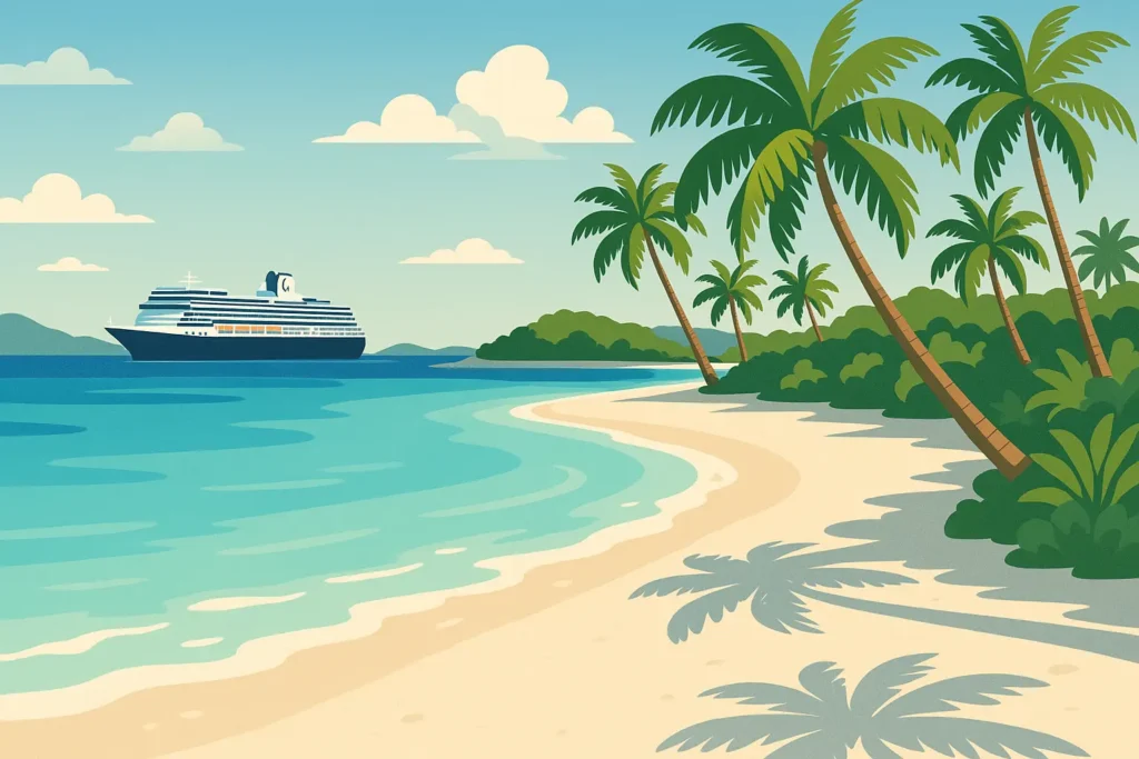 Cruise ship deck with passengers enjoying ocean views