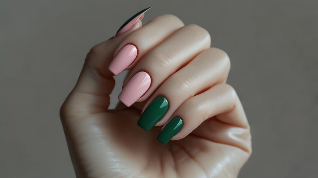 pink and green nails