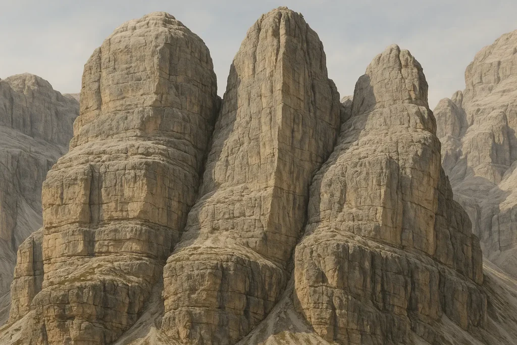 Close-up of distinctive Dolomites limestone rock formations