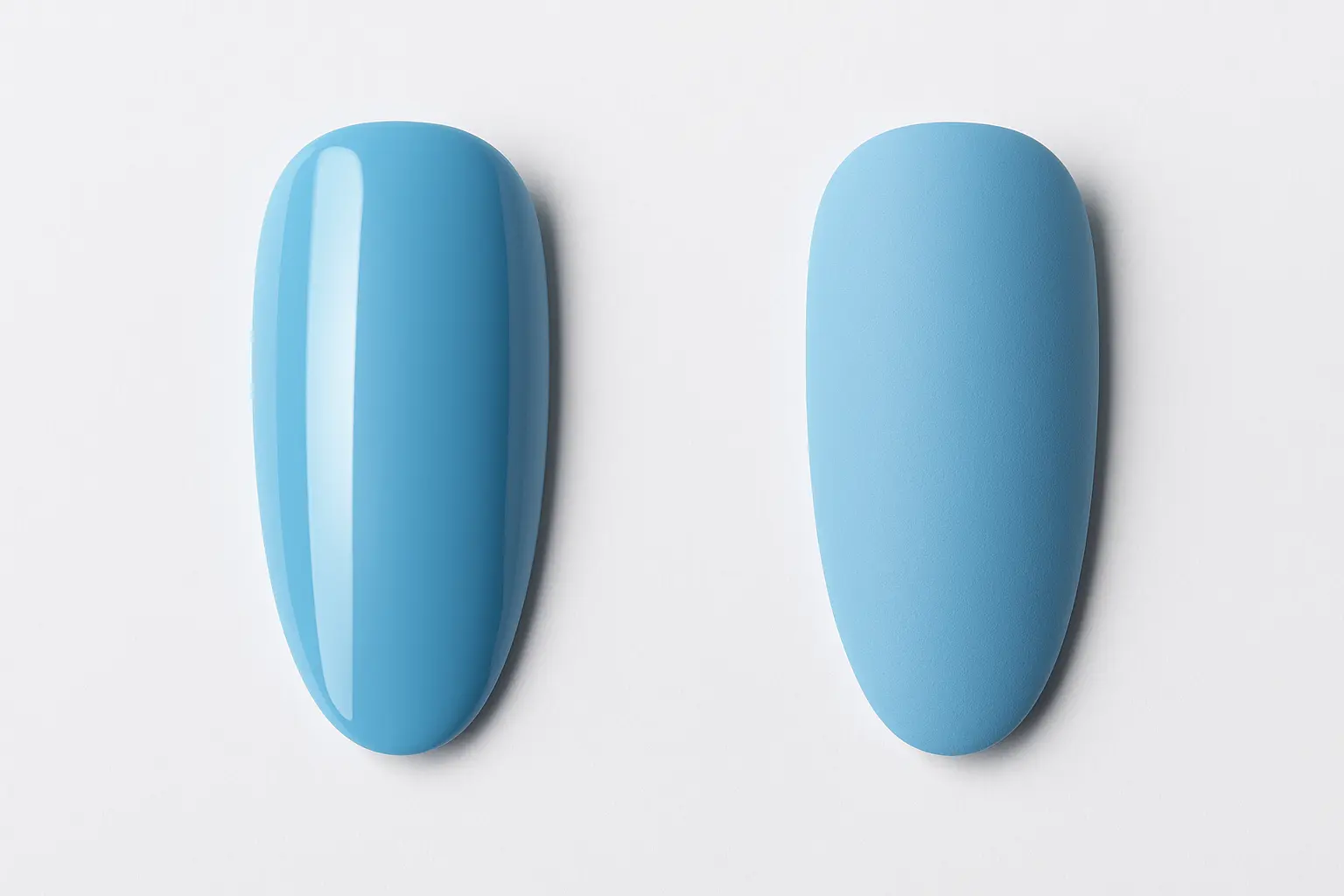 Matte sky blue nail finish