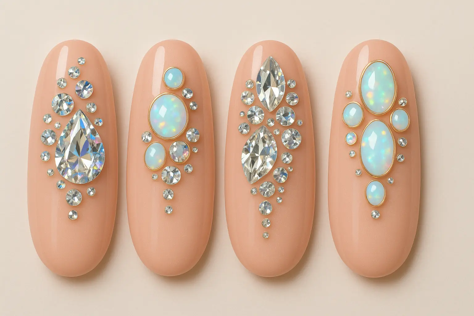Opal effect and druzy crystal nail designs