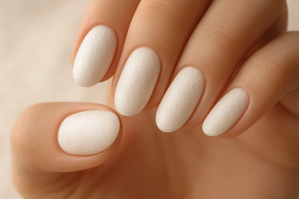 Bridal lace white gel nail design