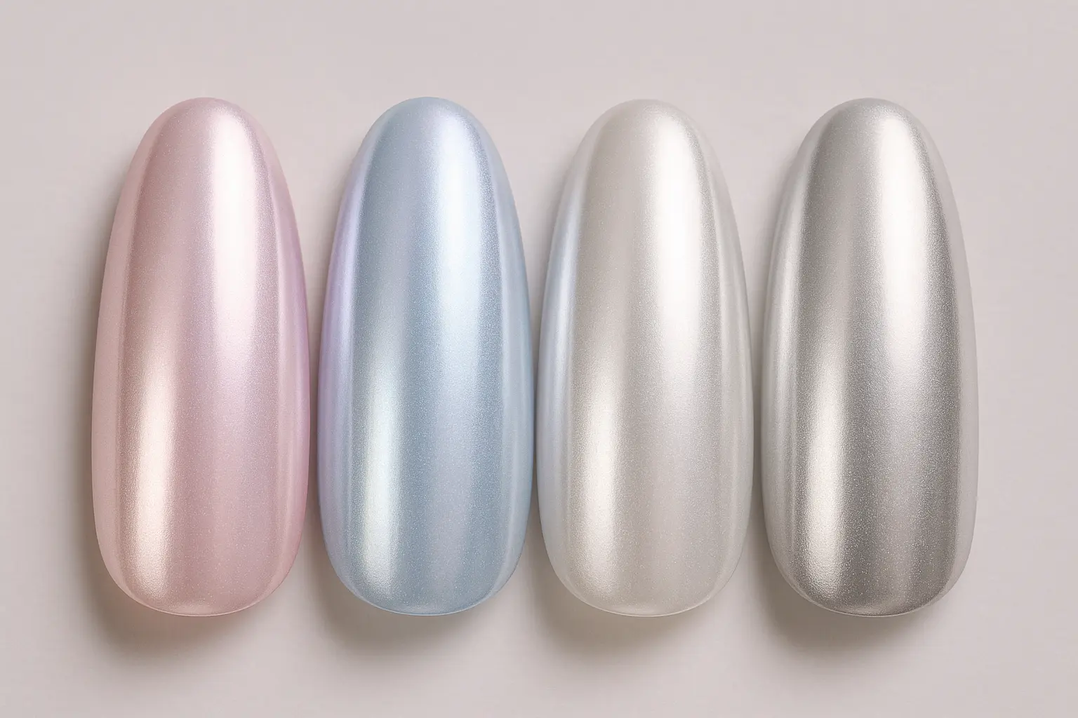 Pearl chrome nail color variations