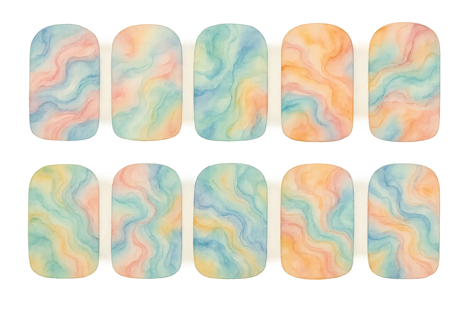 Artistic watercolor and marble pattern nail decals
