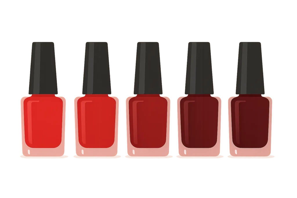 Classic red nails collection showing different shades