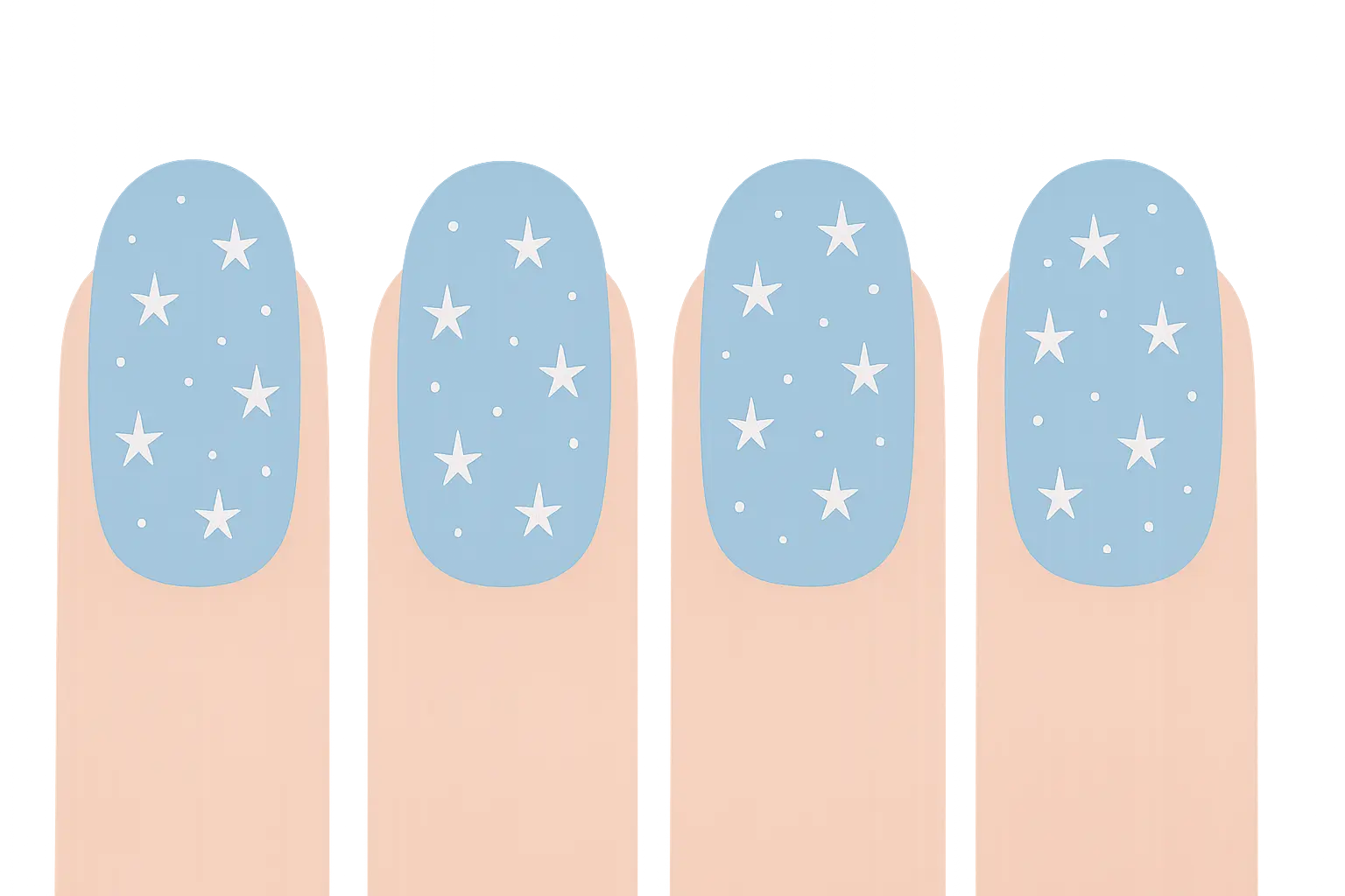 Baby blue Christmas nails with silver stars
