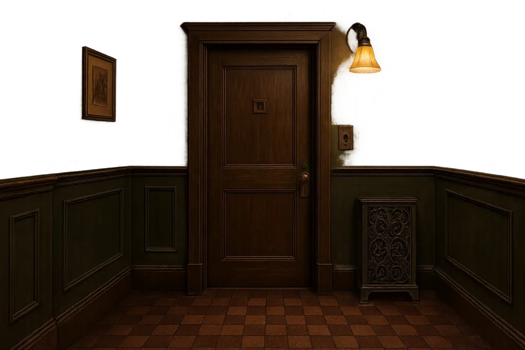 Hidden speakeasy entrance behind unmarked door