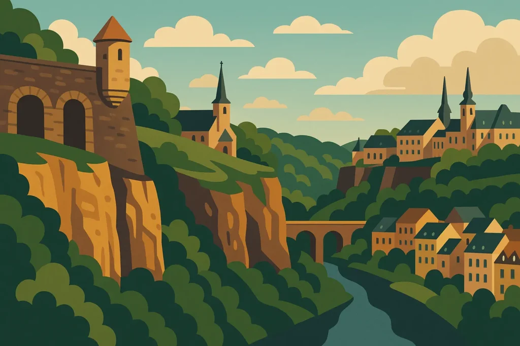 Luxembourg City fortress and old quarter architecture