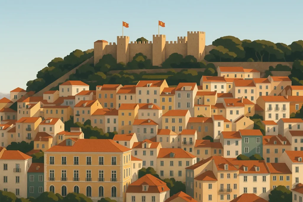 São Jorge Castle overlooking Lisbon's red rooftops