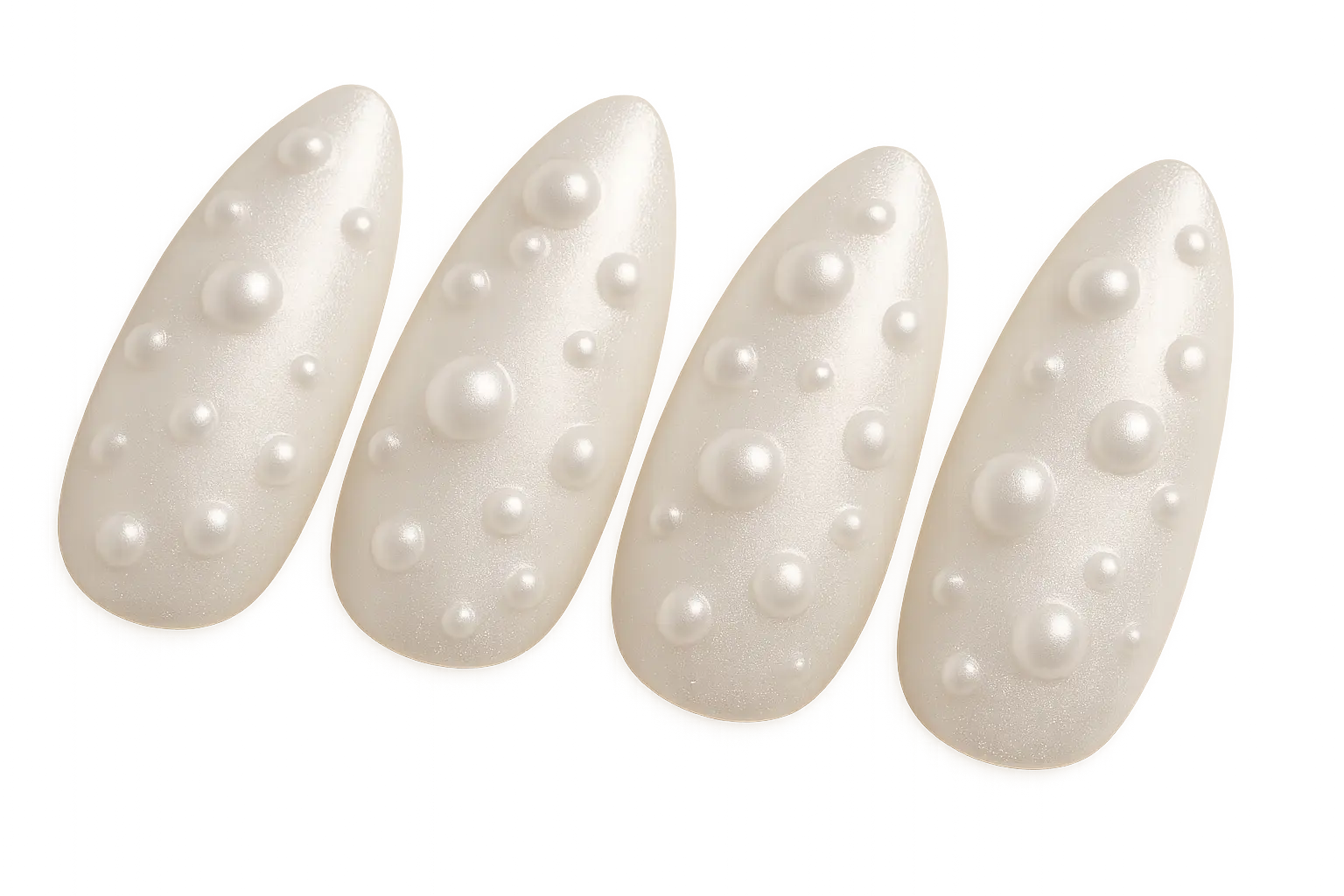 Elegant pearl-white bubble nails perfect for weddings