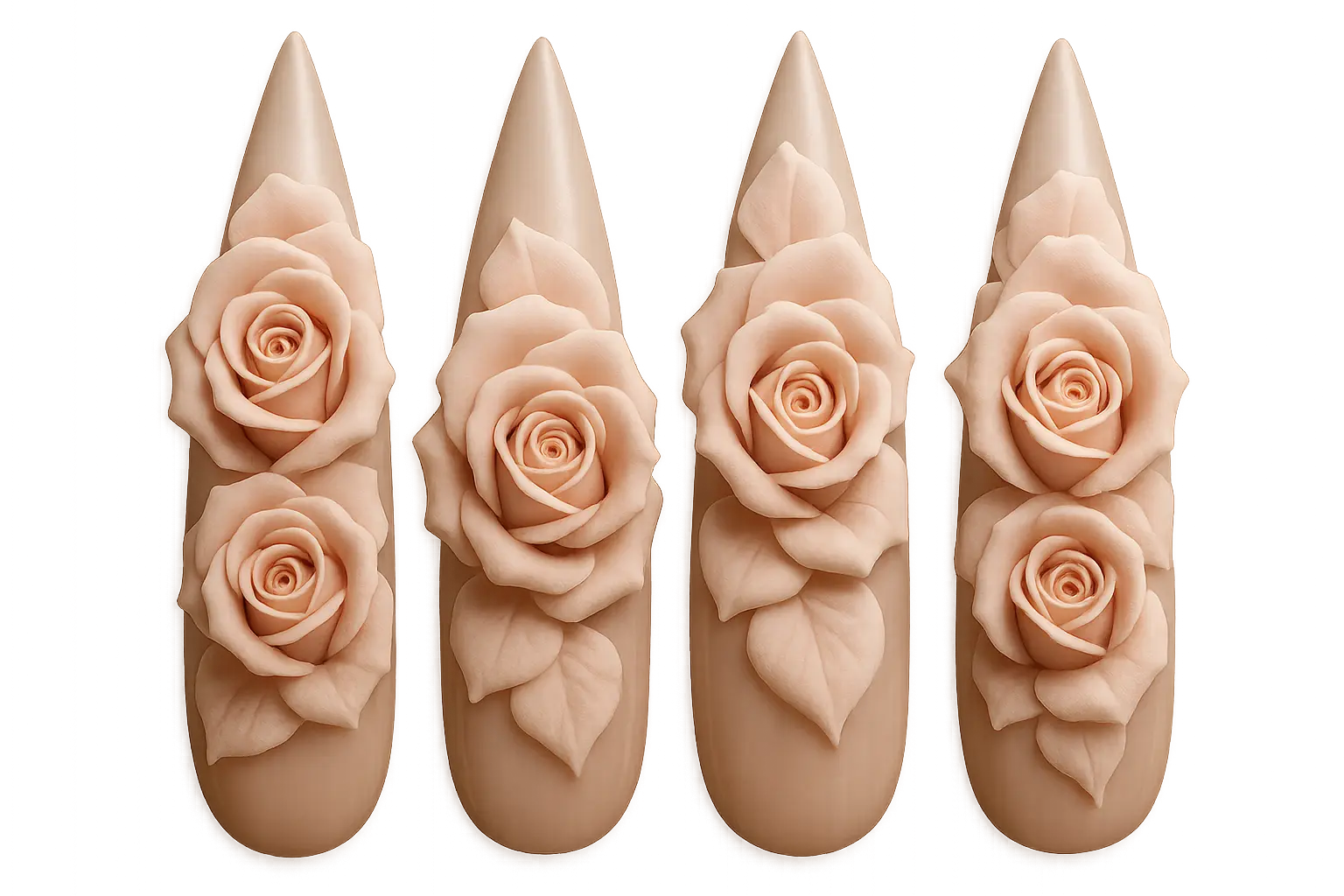 3D textured rose nail art creations