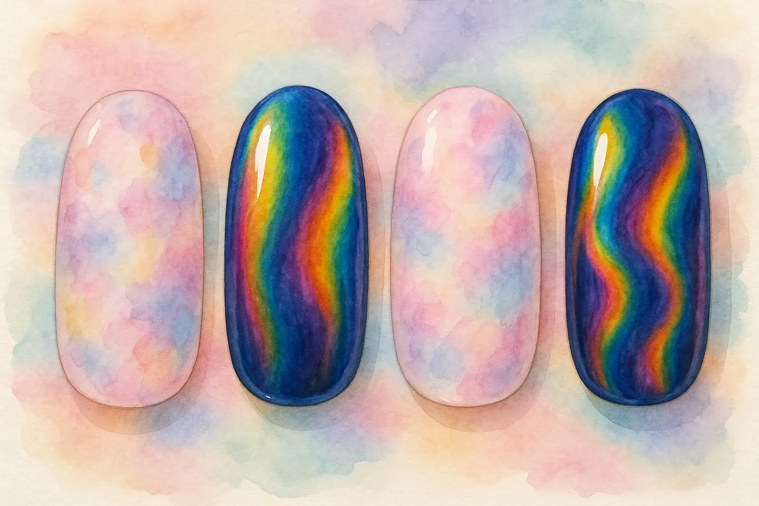 Geode slice and galaxy nail art designs