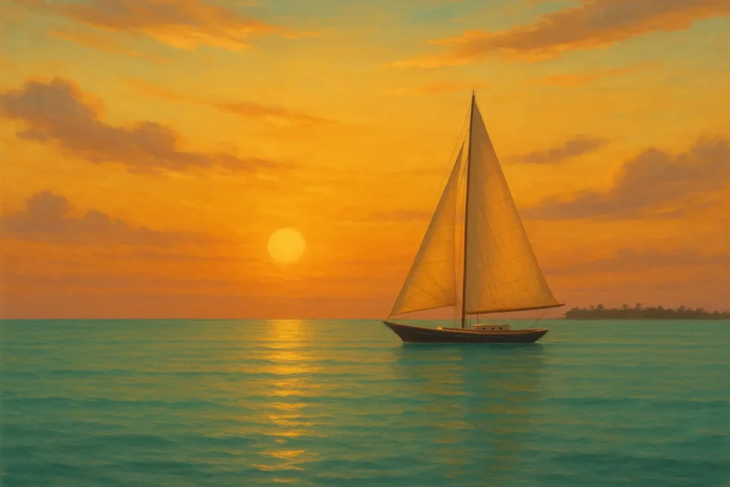 Romantic couple watching sunset from Key West beach