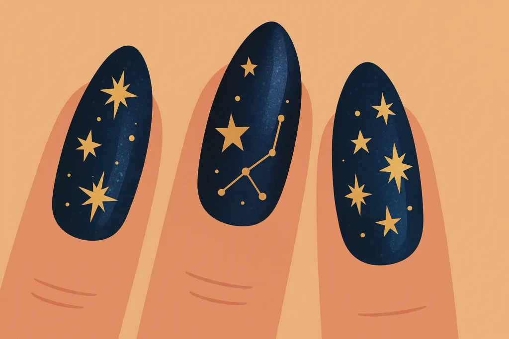 Classic celestial star nail designs