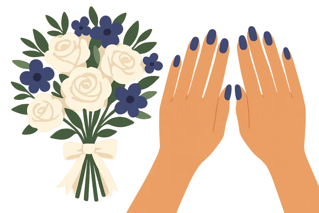 Wedding indigo nails coordination