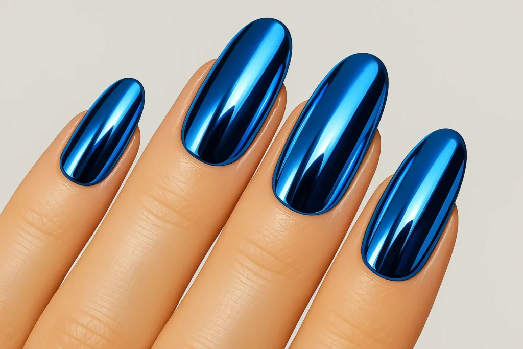 Blue chrome finish nails