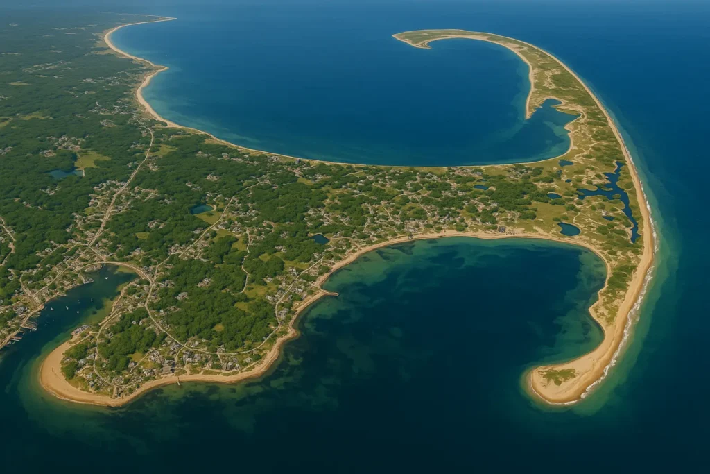Cape Cod scenic coastal view with lighthouse