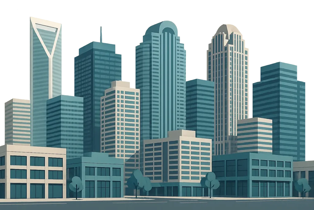 Charlotte Uptown skyline and buildings