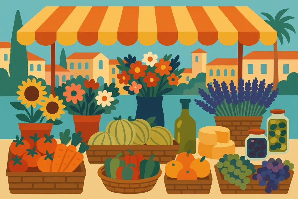 French Riviera market with fresh produce