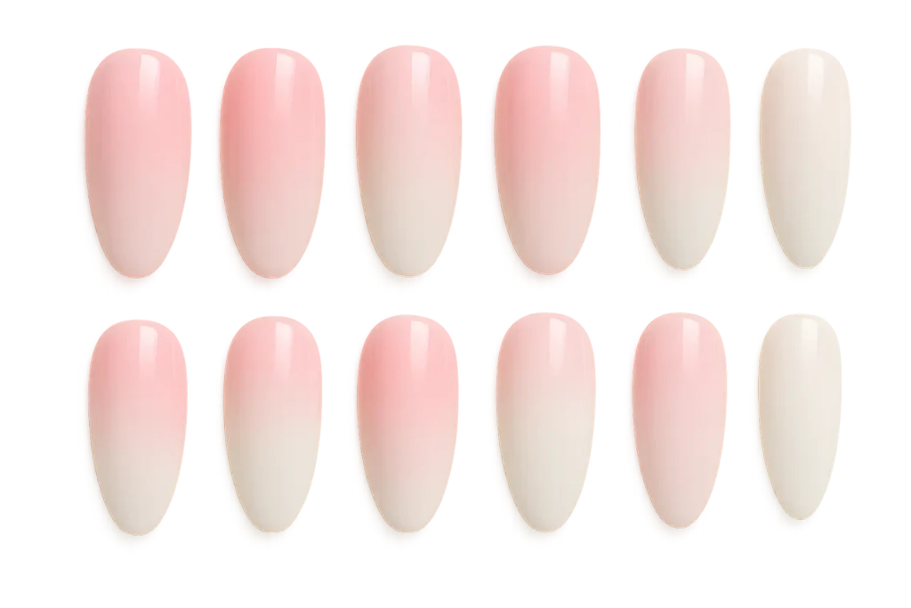 Pink and white ombre nail combinations