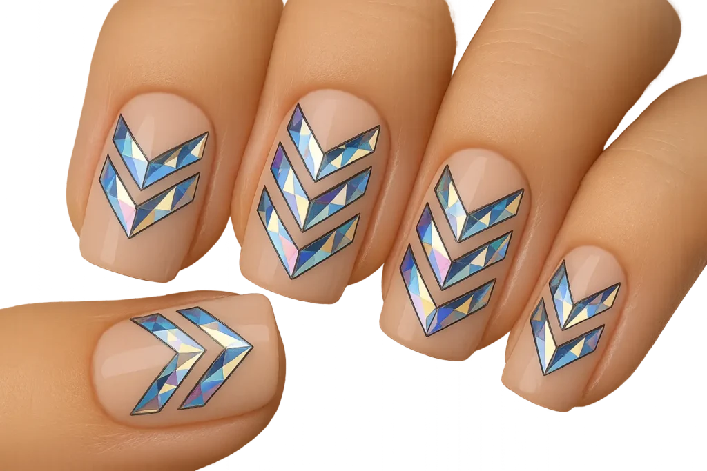 Crystal chevron nail design pattern