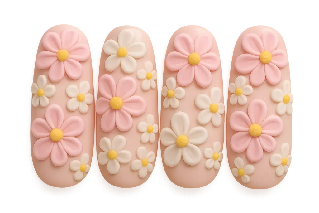 3D floral nail elements