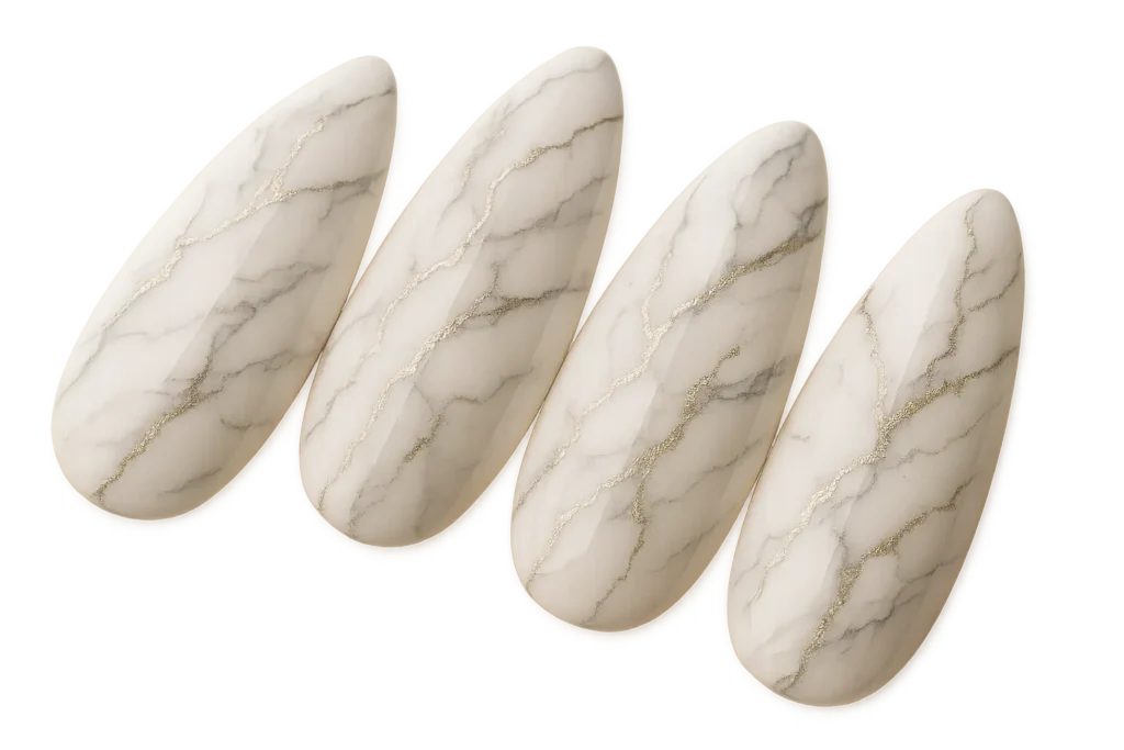 Marble effect almond nail art design